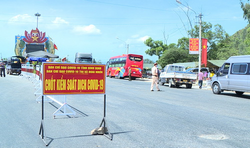 Chốt kiểm tra phòng, chống dịch Covid 19 tại cửa ngõ ra vào phía Bắc tỉnh